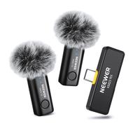 NEEWER Kit de Microphone Cravate sans Fil pour USB C, Micros à Condensateur Omnidirectionnels Compatibles avec iPhone 15, Téléphone Android Samsung, Mini Micro Cravate Antibruit pour Vlogging, KM23