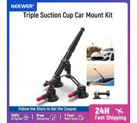 NEEWER - Kit de montage de voiture à Triple ventouse, avec adaptateur de caméra d'action, perche d'extension 2 en 1, perche à Selfie pour GoPro Insta360 CA065