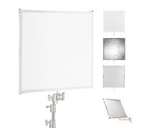 NEEWER Kit de Panneau de Diffusion de Lumière avec Film Réflecteur Argent/Blanc 75 x 75cm Cadre Pliable avec Poignée à épingles de 5/8", pour Support C Diffuseur 3 en 1, SF7575F