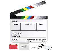 NEEWER Kit de Planche à clapet pour réalisateurs de Films acryliques, Clin de scène d'action en Plastique de12 x10, Une Gomme magnétique,2 stylos, Un Chiffon de Nettoyage, Une clé hexagonale(Blanc)