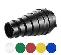 Neewer Kit de Snoot Conique en Alliage d'Aluminium Moyen avec Grille en Nid d'abeille et 5 Pièces Filtres de Gel de Couleur pour Studio Strobe Monolight Photographie Flash à Bowens Monture (22cm)