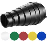 NEEWER Kit de Snoot Conique en Alliage d'Aluminium Moyen avec Grille en Nid d'abeille et 5 Pièces Filtres de Gel de Couleur pour Studio Strobe Monolight Photographie Flash à Bowens Monture (22cm)