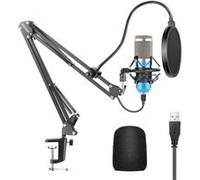Kit de USB Microphone 192KHZ/ 24BIT Brancher et Jouer Ordinateur Cardioïde Mic Podcast Microphone à Condensateur avec Chipset de Son Professionnel,