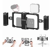 NEEWER Kit de Vlogging pour Smartphone,Stabilisateur Cage Vidéo avec Double Poignée,Clip Micro Sans Fil,Chiffon pour Enregistrement TikTok YouTube,Compatible avec iPhone Samsung Android SmallRig,PA009