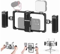 NEEWER Kit de vlogging pour téléphone amélioré, stabilisateur vidéo avec Double poignée, Fente Micro sans Fil pour Tiktok/Youtube, Compatible avec SmallRig iPhone 16 15 14 13 Pro Max Galaxy S23, PA009