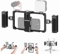 NEEWER Kit de vlogging pour téléphone amélioré, stabilisateur vidéo avec Double poignée, Fente Micro sans Fil pour Tiktok/Youtube, Compatible avec SmallRig iPhone 16 15 14 13 Pro Max Galaxy S23, PA009