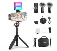 Neewer Kit de vlogging pour téléphone avec lumière LED RVB/système de Microphone sans Fil Lavalier/Perche à Selfie, trépied de téléphone, Essentiel du créateur de Contenu pour iPhone, Android,