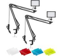 Neewer Kit d'Éclairage de Vidéoconférence pour PLY8790 2 x Lampes LED 5600K Dimmable Support de Bras Ciseaux et Filtres de Couleur G
