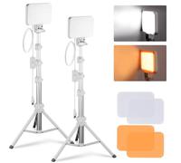 NEEWER Kit d'éclairage LED de Base pour Vidéo,Pack de 2, éclairage de Studio Portable Bicolore à Intensité Variable avec Support et Filtre, 3200K-5600K CRI 95 750lux, Enregistrement Vidéo, Blanc, BP66