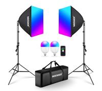 NEEWER Kit d'Éclairage Softbox 24" RGB avec App Contrôle, Lumière Softbox Studio LED 24W avec 9 Modes d'Effet pour Photographie, Certifiées CE/UKCA CRI93+ TLCI98+, Douilles en Porcelaine E27, NK800