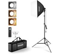 NEEWER Kit d'éclairage Softbox 24"x24" avec Trépied, Ampoule LED Bicolore 45W 2,4G,Remote Control 66',10 Canaux,2900K-7000K,1400lx/1m,CRI 95,éclairage Continu pour Studio Photo et Vidéo,NK104
