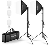 NEEWER Kit d'éclairage Softbox équivalent 700W avec Douille E27, 3 Ampoules LED 5700K 60x60cm Parapluie Softbox éclairage Continu pour Photographie de Portraits, Produit de Studio Photo et Vidéo