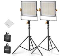 NEEWER Kit d'éclairage Vidéo 480 Bicolore à Intensité Variable avec 190cm 2 Trépieds et Support en U,Panneau LED Lumiere 3200K-5600K CRI96+ pour Enregistrement Youtube Appareil Photo Lampe Principal