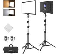 NEEWER Kit d'éclairage Vidéo LED 13" avec Trépied et Chiffon de Nettoyage, Packs de 2 Lampes de Studio Bicolores Intensité Variable 8000 mAh 3200 K-5600 K CRI97+ 2400 lux pour Enregistrement en Direct