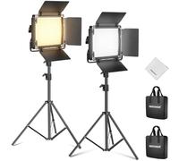 NEEWER Kit d'éclairage vidéo LED Bicolore 660 avec Deux Trépieds de 200cm,Panneau d'éclairage à Intensité Variable 3200K-5600K CRI 96+ avec Support en U & Coupe-Flux pour Studio Photo,Streaming,Noir