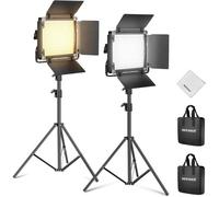 NEEWER Kit d'éclairage vidéo LED Bicolore 660 avec Deux Trépieds de 200cm,Panneau d'éclairage à Intensité Variable 3 200K-5 600K CRI 96+ avec Support en U & Coupe-Flux pour Studio Photo,Streaming,Noir