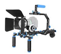 NEEWER Kit d'Épaulière pour Appareils Photo Reflex et Caméscopes, Système de Réalisation de Films Vidéo avec Matte Box, Support en Forme de C, Tiges de 15 mm, Filetages 1/4" et 3/8" (Bleu + Noir)