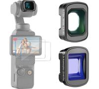 NEEWER Kit d'Objectifs Compatible avec DJI Osmo Pocket 3 Creator Combo, Grand Angle 0,75x (Champ de Vision 108°) + Objectif Anamorphique Bleu 1,2x + 2 Films Protecteurs d'écran, FL-C02