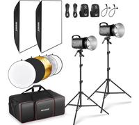 NEEWER Kit Lampe Flash Monolight Studio 800W:Pack de 2 Lumière Strobos S101-400W PRO 5600K avec Déclencheur 2,4G/Lampe Modélisation 150W/Bowens/Softbox/Support/Réflecteur/Sac,Compatible avec QPRO
