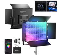 NEEWER Kit Panneau Lumineux Vidéo LED RGB 150W & Coupe Flux, 1800 LED Lentille TIR 42500Lux@0,5m 2500-10000K IRC96+/TLCI97+ Luminosité 0,0%-100%, Contrôle APP/2,4G/ Panneau/DMX pour Studio, AP150C