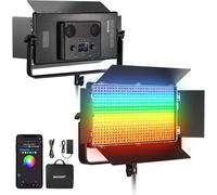 NEEWER Kit Panneau Vidéo LED RGB 105W avec Volets Coupe Flux, 1200 LED 31500Lux@0,5m 2500K-10000K CRI96+/TLCI97+ Réglable, Contrôle APP/2,4G/Panneau/DMX, Éclairage de Studio de Photo et Vidéo, AP100C