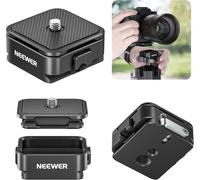 NEEWER Kit Plaque à Dégagement Rapide Arca, Adaptateur Montage DSLR à 4 Fentes Latérales Compatible avec Arca Swiss,Filetage 1/4" & 3/8" pour Curseur Tête Trépied Stabilisateur Cardan,Charge 8kg,CA009