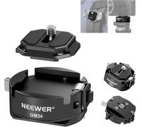 Neewer GM34 Kit de Plaque à dégagement Rapide pour Appareil Photo, Verrouillage Automatique, Plaque de Montage carrée QR avec Base de Serrage de Type Arca, Compatible avec Arca Swiss Peak Design