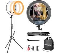 Neewer Kit Ring Light Anneau de Lumière LED 14-pouce/34,5cm 30W Bi-Couleur 3200k-5600K compatible appareil photo numérique, réflex et smartphone