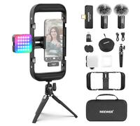 NEEWER Kit Vlog pour Téléphone avec éclairage LED RGB/Système de Micro sans Fil Lavalier/Trépied de Table/Cage Vidéo Téléphone, Essentiel pour Créateur de Contenu pour iPhone Android Youtube, PA049