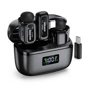 NEEWER KM19 Micro Cravate sans Fil,48kHz/24bits,Autonomie de 30h,Réduction de Bruit à 3 Niveaux,Mode Silencieux,Stéréo,Portée de 100m, Mini Microphone avec App,Compatible avec iPhone Android Phone PC