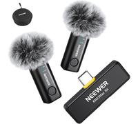 NEEWER KM23Max Microphone Lavalier sans fil 48kHz/24 bits Portée 100m Batterie 8h Suppression du bruit Micro omnidirectionnel Mini USB C Compatible avec DJI Insta360 iPhone Android Phone PC(1xRX+2xTX)