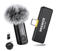 Neewer Lavalier Système de microphone sans fil, 1 récepteur USB C avec adaptateur OTG et 1 émetteur à condensateur omnidirectionnel antibruit compatible avec iPhone 16 Pro Max S24 Ultra, KM23