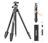 NEEWER LITETRIP LT07 Trépied de Voyage en Aluminium 155cm pour Caméra,Support Portable avec Rotule,Mount Phone à 2 Axes,Plaque Arca QR Compatible avec iPhone Peak Design V3,Charge Maximale 10kg