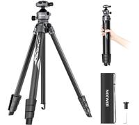 NEEWER LITETRIP LT07 Trépied Voyage en Aluminium de 155cm pour Caméra¿avec Rotule Panoramique et Inclinable¿Plaque Arca QR Compatible avec Plaque Trépied Peak Design V3¿Double Axe Central¿Charge 10kg