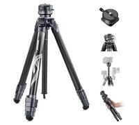Neewer LITETRIP LT32 Trépied de Voyage en Fibre de Carbone avec Base de nivellement ± 15°, axe Central Amovible, Boucle à Rabat Rapide, Plaque QR de Type Pan Arca à 360° Compatible avec Peak Design