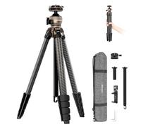 NEEWER LITETRIP LT35 Trépied de Voyage 61" en Fibre de Carbone avec tête sphérique, Plaque Arca QR Compatible avec Peak Design V3, poignée de Serrage pour téléphone 2 en 1, Charge maximale 10kg