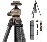 NEEWER LITETRIP Trépied Voyage en Fibre Carbone avec Rotule Panoramique & Inclinable à Profil Bas,Support DSLR/Phone de 61'' Compatible avec iPhone PD V3 Plaque,2 Colonnes Centrale,Charge de 22lb,LT39