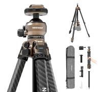 NEEWER LITETRIP Trépied Voyage en Fibre Carbone avec Rotule Panoramique & Inclinable à Profil Bas,Support DSLR/Phone 62.4" Compatible avec iPhone PD V3 Plaque,2 Colonnes Centrale,Charge de 22lb,LT39