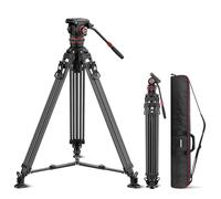 NEEWER LL36 Trépied Vidéo 78" en Fibre Carbone avec Tête Fluide, Verrouillage Rapide, Caméra Professionnelle Robuste, Amortissement Réglable, Plaque QR Compatible avec DJI RS