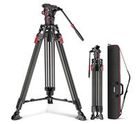NEEWER LL37 Trépied en Fibre de Carbone pour caméra vidéo 198,1 cm avec tête Fluide réglable amortissante, libération Rapide en Une étape avec Plaque QR et poignée, trépied Robuste pour appareils