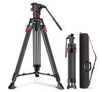 NEEWER LL37 Trépied en Fibre de Carbone pour caméra vidéo 198,1 cm avec tête Fluide réglable amortissante, libération Rapide en Une étape avec Plaque QR et poignée, trépied Robuste pour appareils