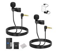 NEEWER LM5 Lot de 2 Mini Microphones Cravate à Clipser avec condensateur TRS 3,5 mm avec Chiffon de Nettoyage Compatible avec Appareil Photo DJI Mic Rode Wireless Go II NEEWER CM28 CM31