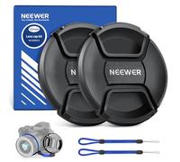 NEEWER Lot de 2 bouchons d'objectif de 62 mm avec sangle pour protéger contre les pertes et chiffon de nettoyage, compatible avec objectif d'appareil photo Canon Nikon Sony Fujifilm Panasonic de 62 mm