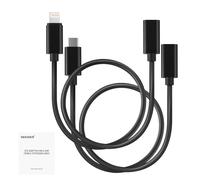 NEEWER Lot de 2 câbles adaptateurs OTG USB C Femelle vers Type C mâle + USB C Femelle vers iOS mâle, Compatible avec iPhone iPad Android KM17 KM15 KM18 KM23 Microphone sans Fil, 45 cm, LM7