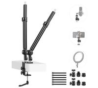 NEEWER Lot de 2 Supports de Bureau à Pince C Améliorés pour Double Caméra, Inclinables à 225° et Pivotants à 360°, Télescopiques de 45 à 62cm, Support de Webcam de Bureau pour Reflex Numériques