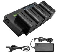 NEEWER Lot de 4 Batteries de Rechange 7,4 V 6600 mAh NP-F970 avec Chargeur de Batterie 4 canaux et Adaptateur Secteur, Compatible avec NP-F550/750/770/970 FM500H QM71D QM91D, Moniteur, Lumière vidéo