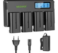 NEEWER Lot de 4 Batteries de Rechange 7 4V 2600mAh NP-F550 avec Chargeur Batterie 4 canaux & Adaptateur Secteur Compatible avec NP-F550/NP-F750/NP-F770/NP-F970 FM500H QM71D QM91D Moniteur de Terrain