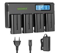 NEEWER Lot de 4 Batteries de Rechange 7,4V 2600mAh NP-F550 avec Chargeur Batterie 4 canaux & Adaptateur Secteur,Compatible avec NP-F550/NP-F750/NP-F770/NP-F970 FM500H QM71D QM91D,Moniteur de Terrain
