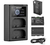 NEEWER LP-E6NH Kit de Chargeur de Batterie de Remplacement,Compatible avec Canon EOS R7 R5 R6 R,5D III IV,6D II,7D II,70D,80D,90D,Pack de 2 Batteries,Double Chargeur USB avec écran LCD,USB-C Cable