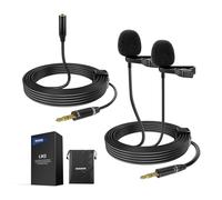 Neewer Micro Cravate Filaire Double avec câble d'extension de 4 m, Mini Microphone à condensateur omnidirectionnel à Clipser 3,5 mm TRS pour caméscope